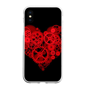 Чехол для iPhone XS Max матовый с принтом Механическое сердце в городе Новоалтайск, Силикон | Область печати: задняя сторона чехла, без боковых панелей | Тематика изображения на принте: контраст | любовь | механическое | сердце | шестеренки
