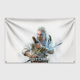 Флаг-баннер с принтом Witcher в городе Новоалтайск, 100% полиэстер | размер 67 х 109 см, плотность ткани — 95 г/м2; по краям флага есть четыре люверса для крепления | ведьмак