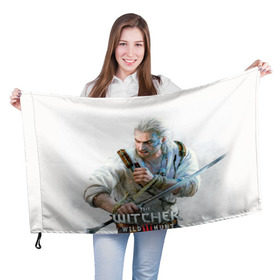 Флаг 3D с принтом Witcher в городе Новоалтайск, 100% полиэстер | плотность ткани — 95 г/м2, размер — 67 х 109 см. Принт наносится с одной стороны | ведьмак