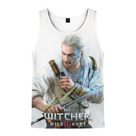 Мужская майка 3D с принтом Witcher в городе Новоалтайск, 100% полиэстер | круглая горловина, приталенный силуэт, длина до линии бедра. Пройма и горловина окантованы тонкой бейкой | ведьмак