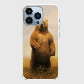 Чехол для iPhone 13 Pro с принтом Медведь в поле в городе Новоалтайск,  |  | Тематика изображения на принте: bear | медведь | одуванчики | русский медведь в чистом русском поле мечта патриотаполе | сено