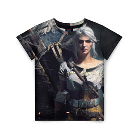Детская футболка 3D с принтом The Witcher 3 Wild Hunt в городе Новоалтайск, 100% гипоаллергенный полиэфир | прямой крой, круглый вырез горловины, длина до линии бедер, чуть спущенное плечо, ткань немного тянется | Тематика изображения на принте: игра.ведьмак 3 | цири | цири и геральт геральт