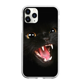 Чехол для iPhone 11 Pro матовый с принтом Черный кот в городе Новоалтайск, Силикон |  | Тематика изображения на принте: глаза | клыки | хищник | черный кон
