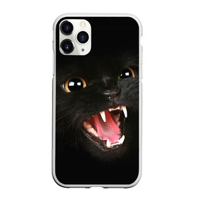 Чехол для iPhone 11 Pro Max матовый с принтом Черный кот в городе Новоалтайск, Силикон |  | глаза | клыки | хищник | черный кон