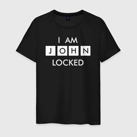 Мужская футболка хлопок с принтом I AM JOHNLOCKED в городе Новоалтайск, 100% хлопок | прямой крой, круглый вырез горловины, длина до линии бедер, слегка спущенное плечо. | bbc | benedict | cumberbatch | dead | detective | doctor | freeman | holmes | john | martin | potato | sherlock | watson | бенедикт | ватсон | детектив | доктор | камбербэтч | мартин | мориарти | профессор | фримен | холмс | шерлок