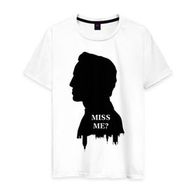 Мужская футболка хлопок с принтом Moriarty Miss me в городе Новоалтайск, 100% хлопок | прямой крой, круглый вырез горловины, длина до линии бедер, слегка спущенное плечо. | Тематика изображения на принте: bbc | benedict | cumberbatch | dead | detective | doctor | freeman | holmes | john | martin | potato | sherlock | watson | бенедикт | ватсон | детектив | доктор | камбербэтч | мартин | мориарти | профессор | фримен | холмс | шерлок