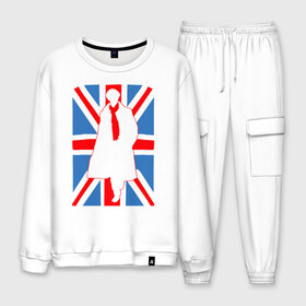 Мужской костюм хлопок с принтом Sherlock Holmes Union Jack в городе Новоалтайск, 100% хлопок | на свитшоте круглая горловина, мягкая резинка по низу. Брюки заужены к низу, на них два вида карманов: два “обычных” по бокам и два объемных, с клапанами, расположенные ниже линии бедра. Брюки с мягкой трикотажной резинкой на поясе и по низу штанин. В поясе для дополнительного комфорта — широкие завязки | Тематика изображения на принте: bbc | benedict | cumberbatch | dead | detective | doctor | freeman | holmes | john | martin | potato | sherlock | watson | бенедикт | ватсон | детектив | доктор | камбербэтч | мартин | мориарти | профессор | фримен | холмс | шерлок