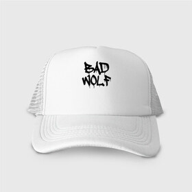 Кепка тракер с сеткой с принтом Bad Wolf в городе Новоалтайск, трикотажное полотно; задняя часть — сетка | длинный козырек, универсальный размер, пластиковая застежка | bad | doctor | tardis | tennant | who | wolf | доктор | кто | смит | тардис | теннант