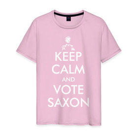 Мужская футболка хлопок с принтом Keep Calm and Vote Saxon в городе Новоалтайск, 100% хлопок | прямой крой, круглый вырез горловины, длина до линии бедер, слегка спущенное плечо. | and | bad | calm | doctor | keep | make | saxon | souffles | tardis | tennant | vote | who | wolf | доктор | кто | смит | тардис | теннант