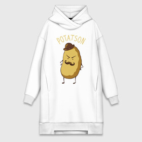 Платье-худи хлопок с принтом Potatson в городе Новоалтайск,  |  | bbc | benedict | cumberbatch | dead | detective | doctor | freeman | holmes | john | martin | potato | sherlock | watson | бенедикт | ватсон | детектив | доктор | камбербэтч | мартин | мориарти | профессор | фримен | холмс | шерлок