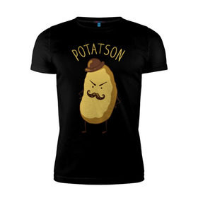 Мужская футболка премиум с принтом Potatson в городе Новоалтайск, 92% хлопок, 8% лайкра | приталенный силуэт, круглый вырез ворота, длина до линии бедра, короткий рукав | Тематика изображения на принте: bbc | benedict | cumberbatch | dead | detective | doctor | freeman | holmes | john | martin | potato | sherlock | watson | бенедикт | ватсон | детектив | доктор | камбербэтч | мартин | мориарти | профессор | фримен | холмс | шерлок