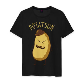 Мужская футболка хлопок с принтом Potatson в городе Новоалтайск, 100% хлопок | прямой крой, круглый вырез горловины, длина до линии бедер, слегка спущенное плечо. | Тематика изображения на принте: bbc | benedict | cumberbatch | dead | detective | doctor | freeman | holmes | john | martin | potato | sherlock | watson | бенедикт | ватсон | детектив | доктор | камбербэтч | мартин | мориарти | профессор | фримен | холмс | шерлок