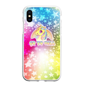Чехол для iPhone XS Max матовый с принтом Go to hell в городе Новоалтайск, Силикон | Область печати: задняя сторона чехла, без боковых панелей | go to hell | hell | hipster | unicorn | единорог | радуга | хипстер