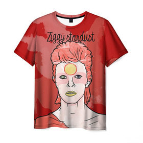 Мужская футболка 3D с принтом Ziggy Stardust в городе Новоалтайск, 100% полиэфир | прямой крой, круглый вырез горловины, длина до линии бедер | bowie | david | ziggy stardust | боуи | дэвид | музыкант | певец | рок