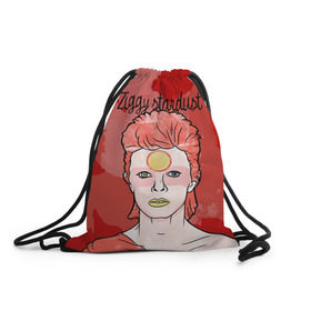 Рюкзак-мешок 3D с принтом Ziggy Stardust в городе Новоалтайск, 100% полиэстер | плотность ткани — 200 г/м2, размер — 35 х 45 см; лямки — толстые шнурки, застежка на шнуровке, без карманов и подкладки | Тематика изображения на принте: bowie | david | ziggy stardust | боуи | дэвид | музыкант | певец | рок