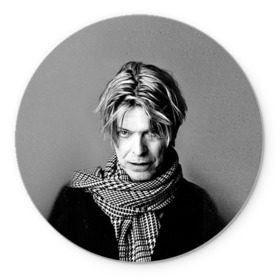 Коврик круглый с принтом Дэвид Боуи в городе Новоалтайск, резина и полиэстер | круглая форма, изображение наносится на всю лицевую часть | Тематика изображения на принте: bowie | david | боуи | дэвид | музыкант | певец | рок