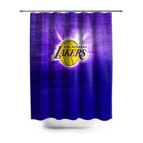 Штора 3D для ванной с принтом Los Angeles Lakers в городе Новоалтайск, 100% полиэстер | плотность материала — 100 г/м2. Стандартный размер — 146 см х 180 см. По верхнему краю — пластиковые люверсы для креплений. В комплекте 10 пластиковых колец | basketball | la | lakers | los angeles | nba | баскет | баскетбол | баскетбольный | лейкерс | нба | спорт