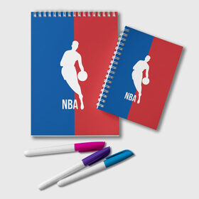 Блокнот с принтом Эмблема NBA в городе Новоалтайск, 100% бумага | 48 листов, плотность листов — 60 г/м2, плотность картонной обложки — 250 г/м2. Листы скреплены удобной пружинной спиралью. Цвет линий — светло-серый
 | Тематика изображения на принте: basketball | nba | баскет | баскетбол | баскетбольный | нба | спорт | эмблема