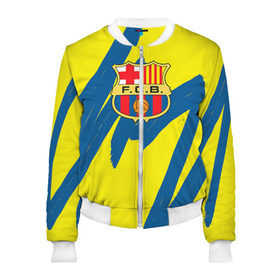 Женский бомбер 3D с принтом Барселона в городе Новоалтайск, 100% полиэстер | застегивается на молнию, по бокам два кармана без застежек, мягкие манжеты, по низу бомбера и на воротнике — эластичная резинка | barcelona | fcb | барса | барселона | футбол