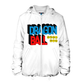 Мужская куртка 3D с принтом Dragon Ball Logo в городе Новоалтайск, ткань верха — 100% полиэстер, подклад — флис | прямой крой, подол и капюшон оформлены резинкой с фиксаторами, два кармана без застежек по бокам, один большой потайной карман на груди. Карман на груди застегивается на липучку | Тематика изображения на принте: болл | драгон | лого | логотип