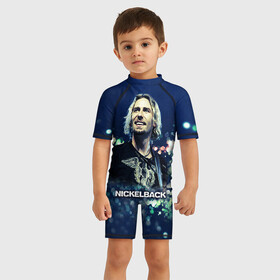 Детский купальный костюм 3D с принтом Nickelback в городе Новоалтайск, Полиэстер 85%, Спандекс 15% | застежка на молнии на спине | nickelback | группа | никельбэк | рок