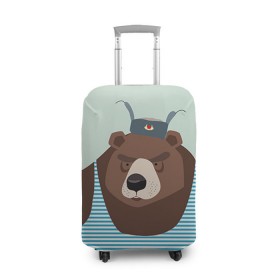 Чехол для чемодана 3D с принтом Русский медведь в городе Новоалтайск, 86% полиэфир, 14% спандекс | двустороннее нанесение принта, прорези для ручек и колес | 23 февраля | армия | медведь | мишка | подарок парню | россия | рф | солдат | флот | я русский