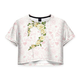 Женская футболка 3D укороченная с принтом Сердечко а в городе Новоалтайск, 100% полиэстер | круглая горловина, длина футболки до линии талии, рукава с отворотами | 14 февраля | heart | love | влюбленные | день святого валентина | лав | любовь | пара | парные | подарок | сердечки | сердце