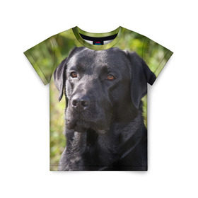 Детская футболка 3D с принтом Лабрадор в городе Новоалтайск, 100% гипоаллергенный полиэфир | прямой крой, круглый вырез горловины, длина до линии бедер, чуть спущенное плечо, ткань немного тянется | животное | лабрадор | порода | собака