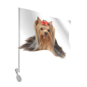 Флаг для автомобиля с принтом Йоркширский терьер в городе Новоалтайск, 100% полиэстер | Размер: 30*21 см | животное | йоркширский терьер | порода | собака