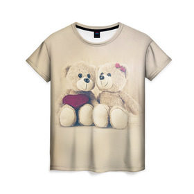 Женская футболка 3D с принтом Love teddy bears в городе Новоалтайск, 100% полиэфир ( синтетическое хлопкоподобное полотно) | прямой крой, круглый вырез горловины, длина до линии бедер | 14 февраля | bears | teddy | валентин | день святого валентина | игрушки | медведи | милый | мимими | мишка | мишки | подарки | подарок | подарок девушке | подарок парню | тедди