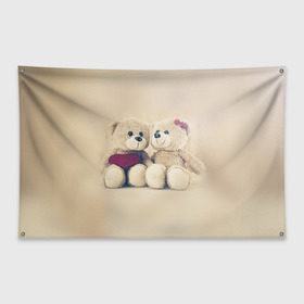 Флаг-баннер с принтом Love teddy bears в городе Новоалтайск, 100% полиэстер | размер 67 х 109 см, плотность ткани — 95 г/м2; по краям флага есть четыре люверса для крепления | 14 февраля | bears | teddy | валентин | день святого валентина | игрушки | медведи | милый | мимими | мишка | мишки | подарки | подарок | подарок девушке | подарок парню | тедди