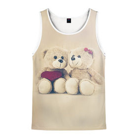 Мужская майка 3D с принтом Love teddy bears в городе Новоалтайск, 100% полиэстер | круглая горловина, приталенный силуэт, длина до линии бедра. Пройма и горловина окантованы тонкой бейкой | 14 февраля | bears | teddy | валентин | день святого валентина | игрушки | медведи | милый | мимими | мишка | мишки | подарки | подарок | подарок девушке | подарок парню | тедди