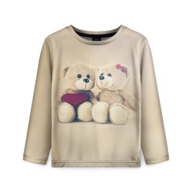 Детский лонгслив 3D с принтом Love teddy bears в городе Новоалтайск, 100% полиэстер | длинные рукава, круглый вырез горловины, полуприлегающий силуэт
 | 14 февраля | bears | teddy | валентин | день святого валентина | игрушки | медведи | милый | мимими | мишка | мишки | подарки | подарок | подарок девушке | подарок парню | тедди