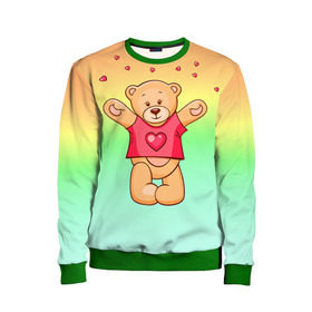 Детский свитшот 3D с принтом Funny Bear в городе Новоалтайск, 100% полиэстер | свободная посадка, прямой крой, мягкая тканевая резинка на рукавах и понизу свитшота | 14 февраля | bears | teddy | валентин | день святого валентина | игрушки | медведи | милый | мимими | мишка | мишки | подарки | подарок | подарок девушке | подарок парню | тедди