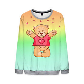 Мужской свитшот 3D с принтом Funny Bear в городе Новоалтайск, 100% полиэстер с мягким внутренним слоем | круглый вырез горловины, мягкая резинка на манжетах и поясе, свободная посадка по фигуре | 14 февраля | bears | teddy | валентин | день святого валентина | игрушки | медведи | милый | мимими | мишка | мишки | подарки | подарок | подарок девушке | подарок парню | тедди
