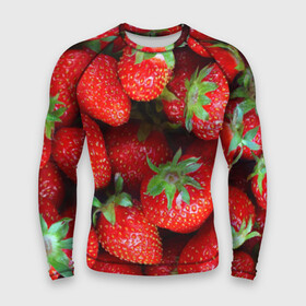 Мужской рашгард 3D с принтом Клубничная в городе Новоалтайск,  |  | strawberry | vegan | vegetarian | веган | вегетарианство | йога | клубника | фитнес