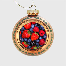 Стеклянный ёлочный шар с принтом Berries в городе Новоалтайск, Стекло | Диаметр: 80 мм | Тематика изображения на принте: strawberry | vegan | vegetarian | веган | вегетарианство | земляника | йога | клубника | фитнес | черника | ягода