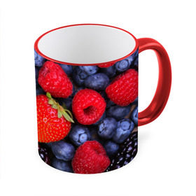 Кружка 3D с принтом Berries в городе Новоалтайск, керамика | ёмкость 330 мл | strawberry | vegan | vegetarian | веган | вегетарианство | земляника | йога | клубника | фитнес | черника | ягода