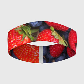 Повязка на голову 3D с принтом Berries в городе Новоалтайск,  |  | strawberry | vegan | vegetarian | веган | вегетарианство | земляника | йога | клубника | фитнес | черника | ягода