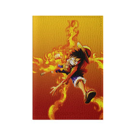 Обложка для паспорта матовая кожа с принтом Луффи из One Piece в городе Новоалтайск, натуральная матовая кожа | размер 19,3 х 13,7 см; прозрачные пластиковые крепления | fire | luffi | огонь