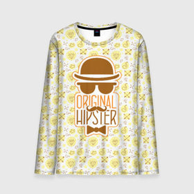 Мужской лонгслив 3D с принтом Original Hipster в городе Новоалтайск, 100% полиэстер | длинные рукава, круглый вырез горловины, полуприлегающий силуэт | hipster | усы