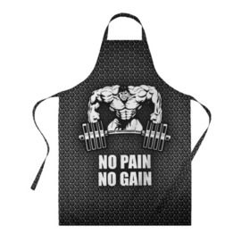 Фартук 3D с принтом No pain no gain 2 в городе Новоалтайск, 100% полиэстер | общий размер — 65 х 85 см, ширина нагрудника — 26 см, горловина — 53 см, длина завязок — 54 см, общий обхват в поясе — 173 см. Принт на завязках и на горловине наносится с двух сторон, на основной части фартука — только с внешней стороны | bodybuilding | no pain no gain | train hard | бодибилдинг | качалка | пауэрлифинг | тренажерный | фитнес
