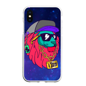 Чехол для iPhone XS Max матовый с принтом Лев SWAG в городе Новоалтайск, Силикон | Область печати: задняя сторона чехла, без боковых панелей | swag | король | космос | лев