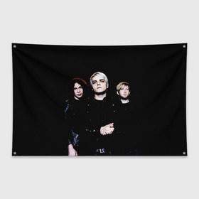 Флаг-баннер с принтом My Chemical Romance в городе Новоалтайск, 100% полиэстер | размер 67 х 109 см, плотность ткани — 95 г/м2; по краям флага есть четыре люверса для крепления | anthony | black parade | bob bryar | famous last words | frank | gerard | james dewees | matt pelissier | mikey | my chemical romance | ray toro | sing | way | айеро | боб | брайар | деуис | джеймс | джерард уэй | майки | мэтт | пелишьер | рэй | торо | уэ
