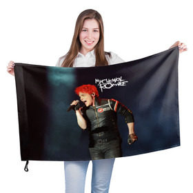 Флаг 3D с принтом GERARD WAY в городе Новоалтайск, 100% полиэстер | плотность ткани — 95 г/м2, размер — 67 х 109 см. Принт наносится с одной стороны | anthony | black parade | bob bryar | famous last words | frank | gerard | james dewees | matt pelissier | mikey | my chemical romance | ray toro | sing | way | айеро | боб | брайар | деуис | джеймс | джерард уэй | майки | мэтт | пелишьер | рэй | торо | уэ