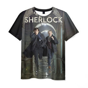 Мужская футболка 3D с принтом Sherlock в городе Новоалтайск, 100% полиэфир | прямой крой, круглый вырез горловины, длина до линии бедер | Тематика изображения на принте: benedict | cumberbatch | freeman | holmes | martin | sherlock | бенедикт | ватсон | доктор | камбербэтч | мартин | фриман | холмс | шерлок