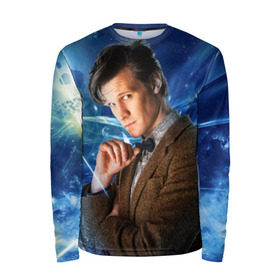 Мужской лонгслив 3D с принтом 11th Doctor Who в городе Новоалтайск, 100% полиэстер | длинные рукава, круглый вырез горловины, полуприлегающий силуэт | doctor who | matt | smith | tardis | временной поток | доктор кто | мэтт | смит | тардис