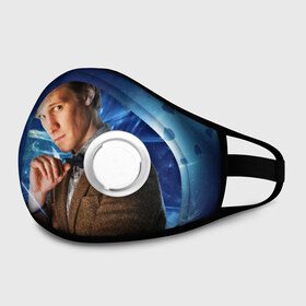 Маска из неопрена с принтом 11th Doctor Who в городе Новоалтайск, неопрен 100% | Форма огибающая нос. Резинки для ушей с дополнительной резинкой на затылке. Клапан для выдоха для активного дыхания при занятиях спортом. Эластичный материал маски и окантовки для лучшего растяжения и прилегания маски.  | doctor who | matt | smith | tardis | временной поток | доктор кто | мэтт | смит | тардис