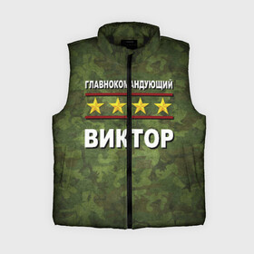 Женский жилет утепленный 3D с принтом Главнокомандующий Виктор в городе Новоалтайск,  |  | 23 февраля | виктор | витя | главнокомандующий | камуфляж