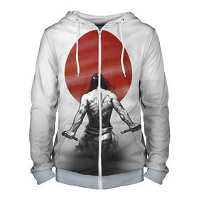 Мужская толстовка 3D на молнии с принтом Самурай 1 в городе Новоалтайск, 100% полиэстер | длина до линии бедра, манжеты и пояс оформлены мягкой тканевой резинкой, двухслойный капюшон со шнурком для регулировки, спереди молния, по бокам два кармана | борьба | воин | единоборства | путь воина | самураи | самурай